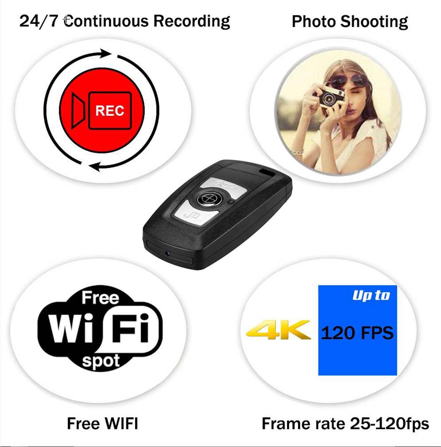 4K Wireless Car Key Spy Camera with Remote Control - Swayfer Tech