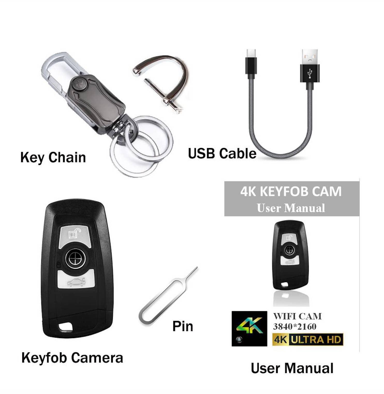 4K Wireless Car Key Spy Camera with Remote Control
