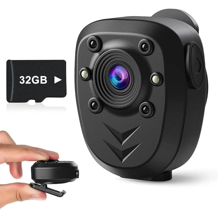 1080P Mini Body Camera with Night Vision & Loop Record, 4-6 HR Battery Life and Built-in Memory Card - Wearable Police Cam and Video Recorder - Swayfer Tech