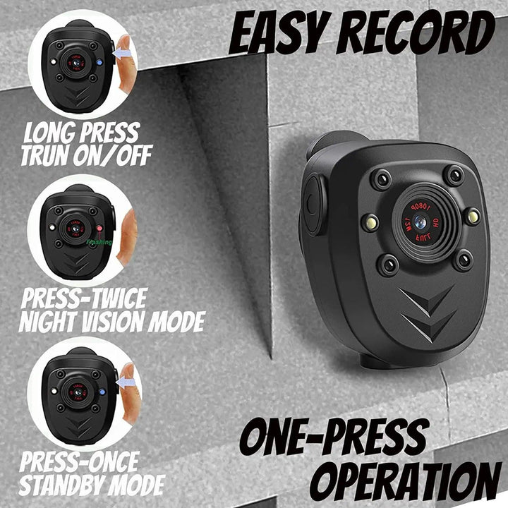 1080P Mini Body Camera with Night Vision & Loop Record, 4-6 HR Battery Life and Built-in Memory Card - Wearable Police Cam and Video Recorder - Swayfer Tech
