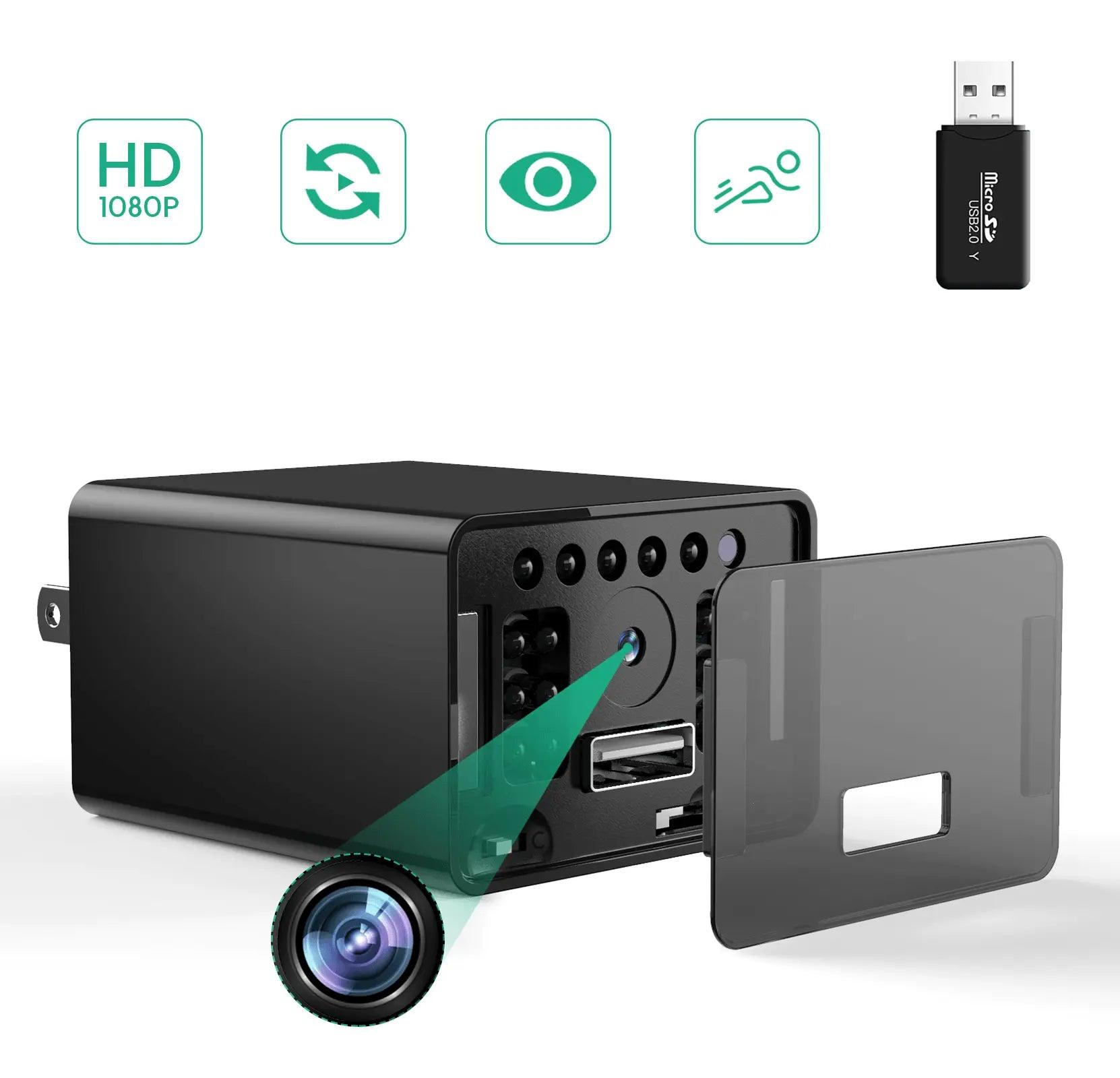 Compact Plug-and-Play Camera with Night Vision, Motion Detection, and 128GB Storage - Wide-Angle View, No WiFi Needed - Swayfer Tech