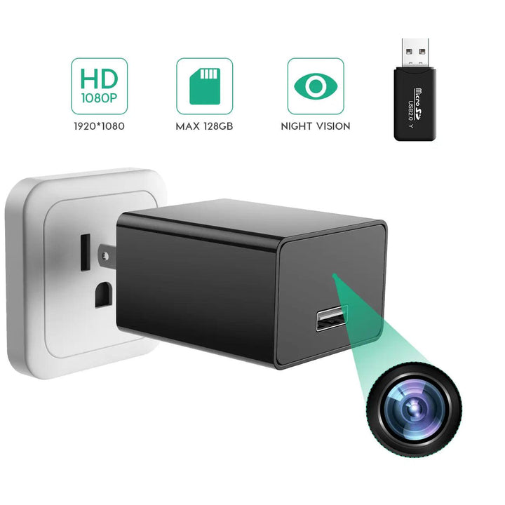 Compact Plug-and-Play Camera with Night Vision, Motion Detection, and 128GB Storage - Wide-Angle View, No WiFi Needed - Swayfer Tech