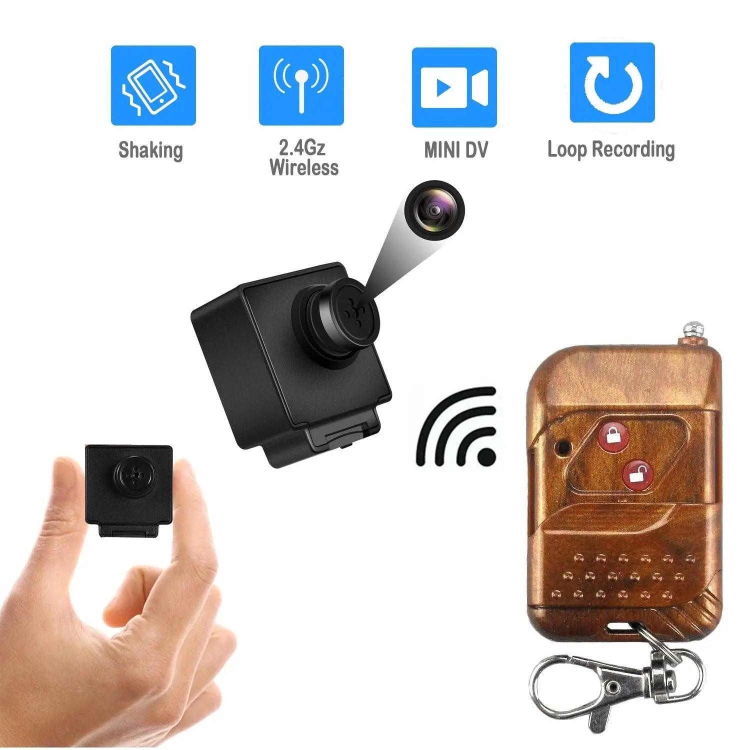 Mini Pinhole Button Camera with DVR, 30fps FHD Surveillance Body Camcorder with remote control - Swayfer Tech