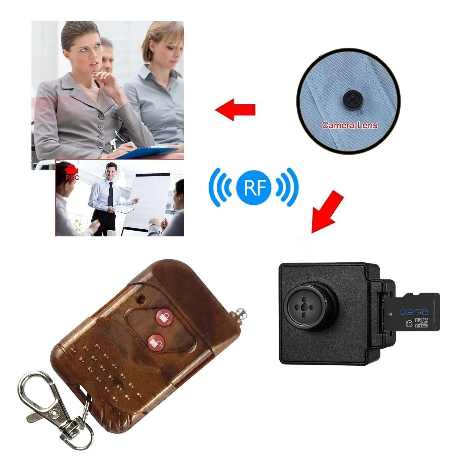 Mini Pinhole Button Camera with DVR, 30fps FHD Surveillance Body Camcorder with remote control - Swayfer Tech