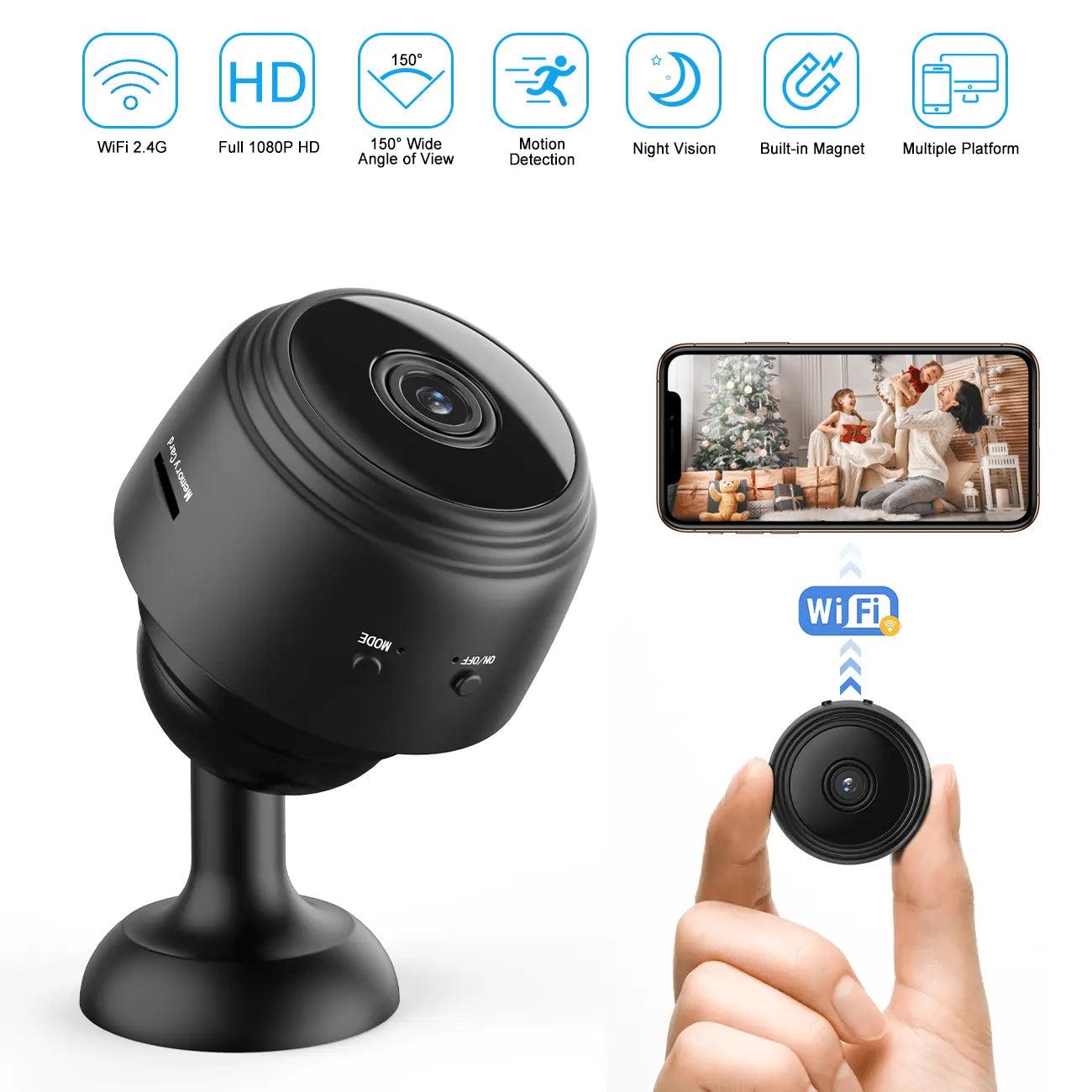 Mini WiFi Camera for Home Office Security, Magnetic Cam with Night Vision - Swayfer Tech