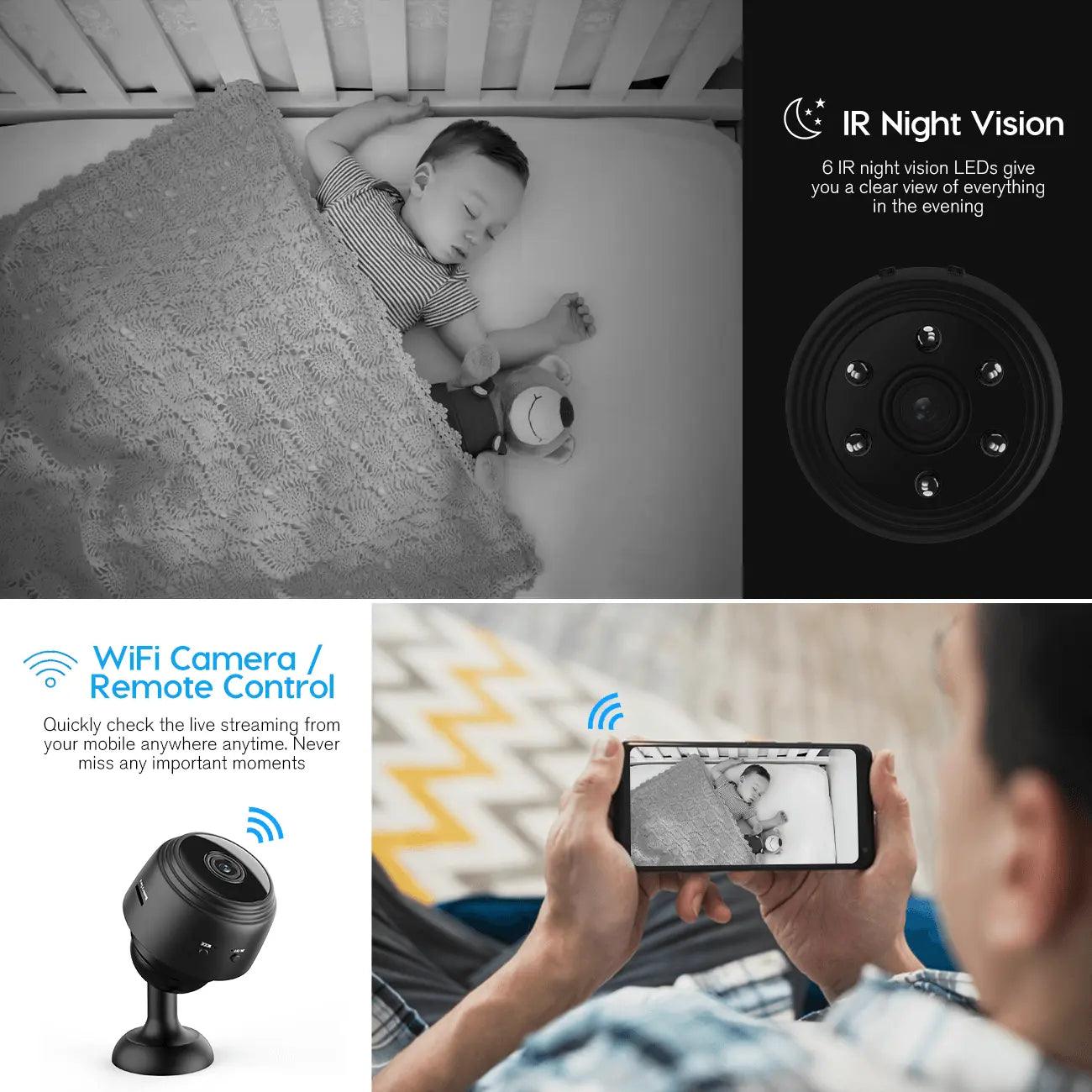 Mini WiFi Camera for Home Office Security, Magnetic Cam with Night Vision - Swayfer Tech