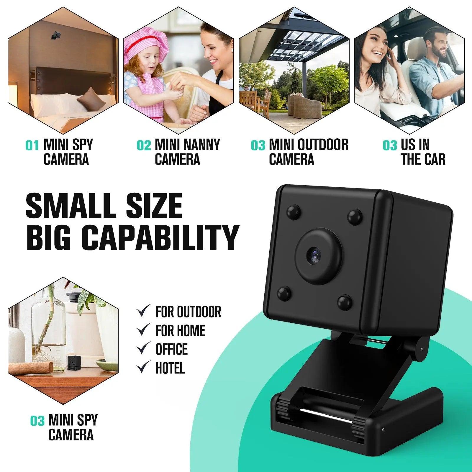 Spy Camera Nanny Cam 1080P Motion Detection Night Vision Loop Recording Plug and Play One Touch Button - Swayfer Tech