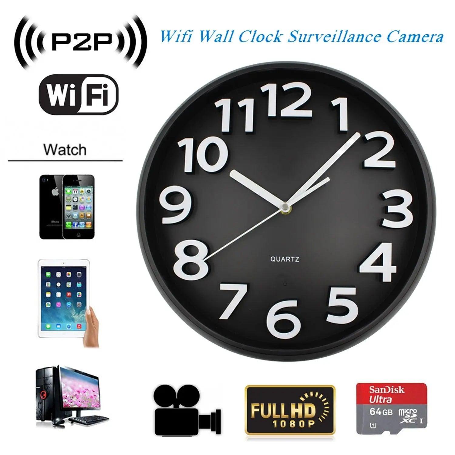 Spy Hidden Wall Clock Camera HD 1080P WiFi Camera Art Decorative - Swayfer Tech