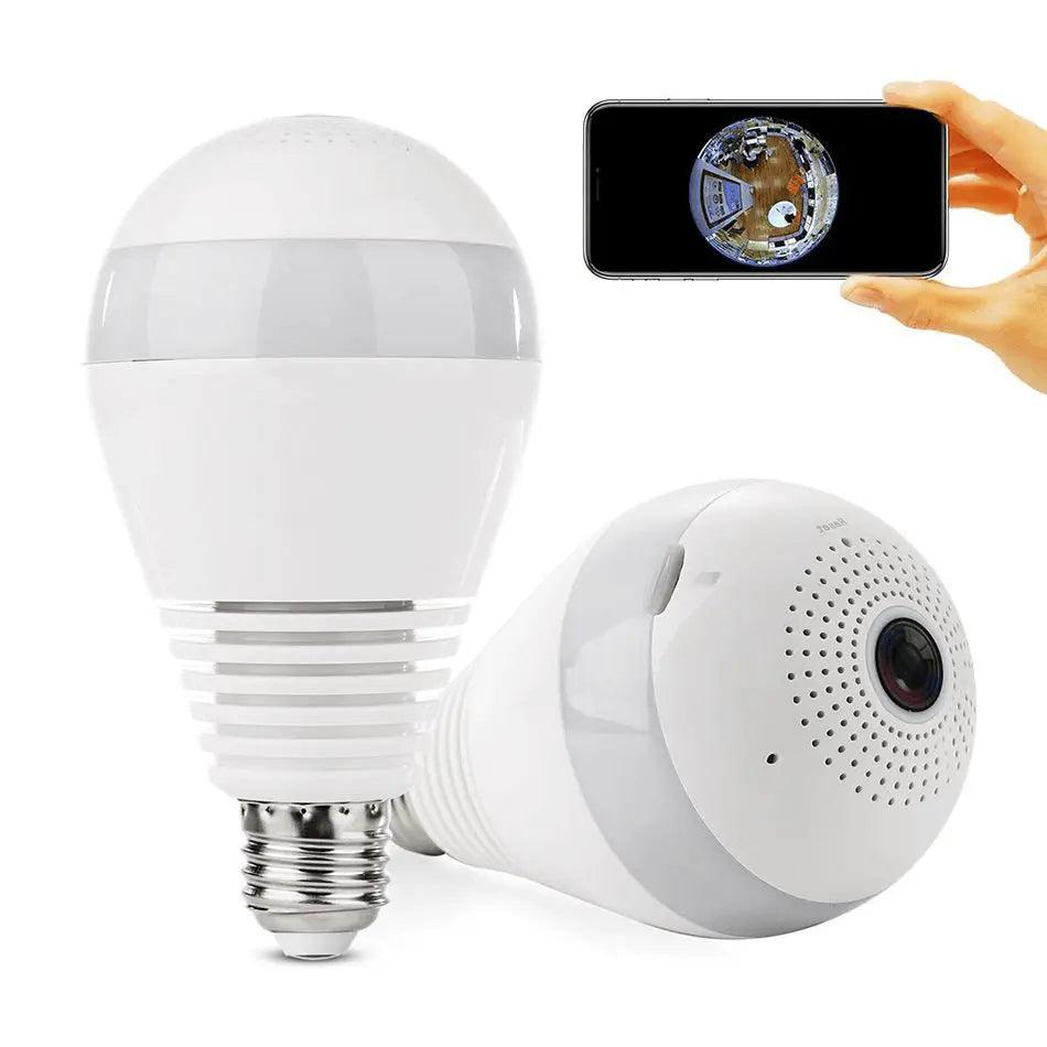 Wi-Fi Camera Light Bulb - 960P VR Panoramic with HD 360° Wide Angle Fisheye View - Swayfer Tech